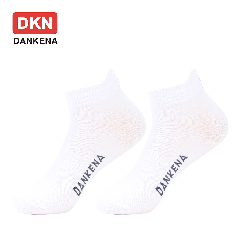 DANKENA 10 Pairs Combed Cotton Socks Short Solid Color Plain Sports Socks Male Boat Socks